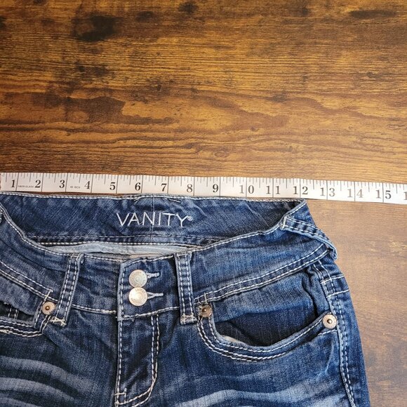 Vanity Jeans Size 26 Emma Curvy Low Rise Straight Thick Stitch Button Flaps - Picture 6 of 11
